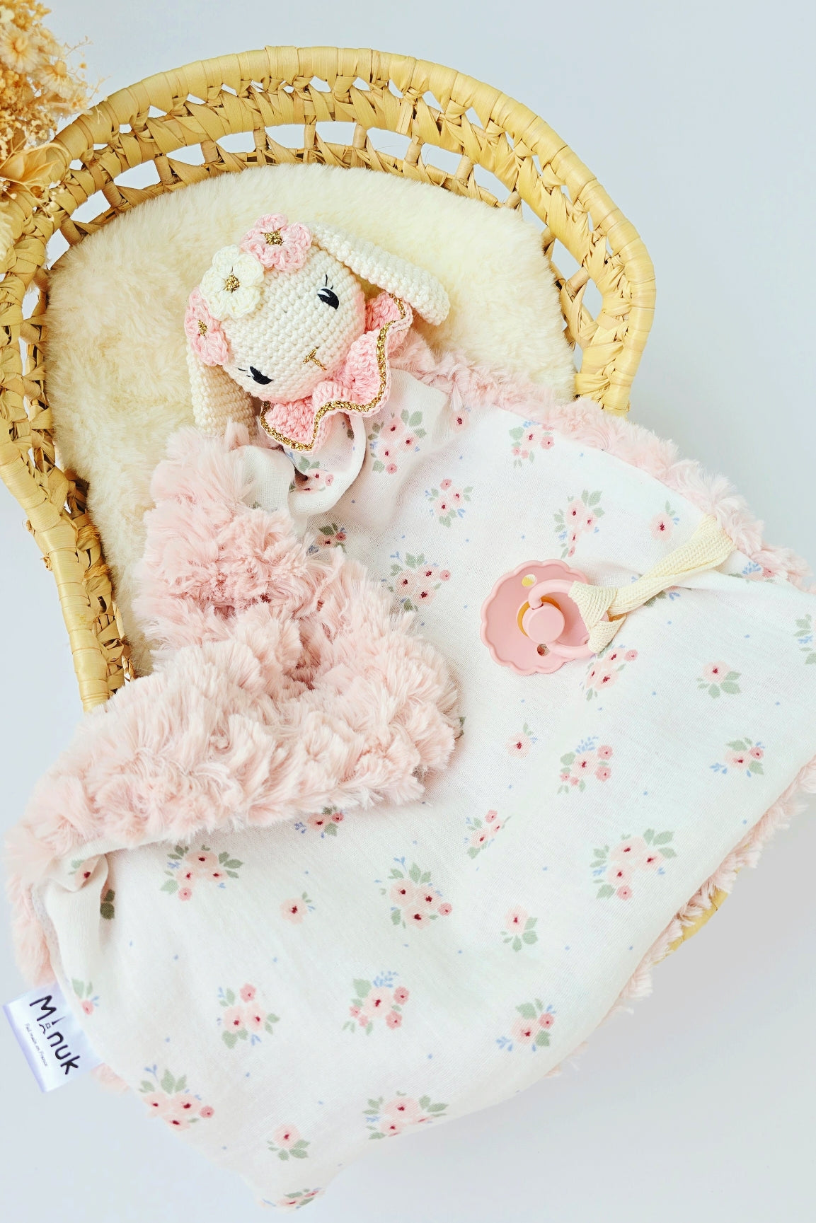 Doudou Lapin avec couronne fleurie Personnalisé