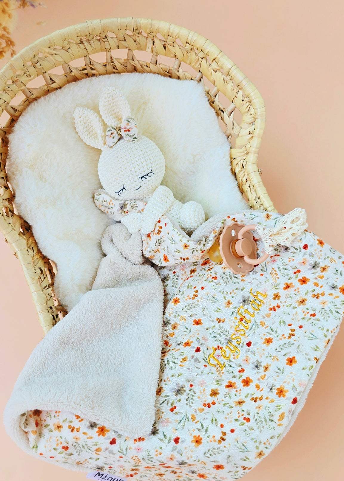 Doudou- attache tétine Lapin Personalisé