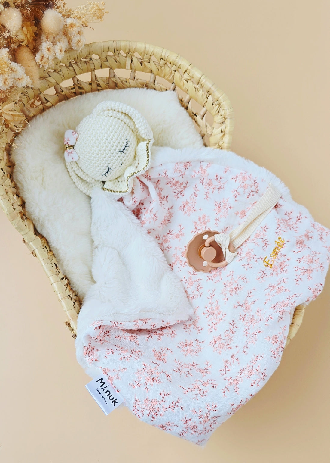 Doudou Lapin Fleurie Personnalisé