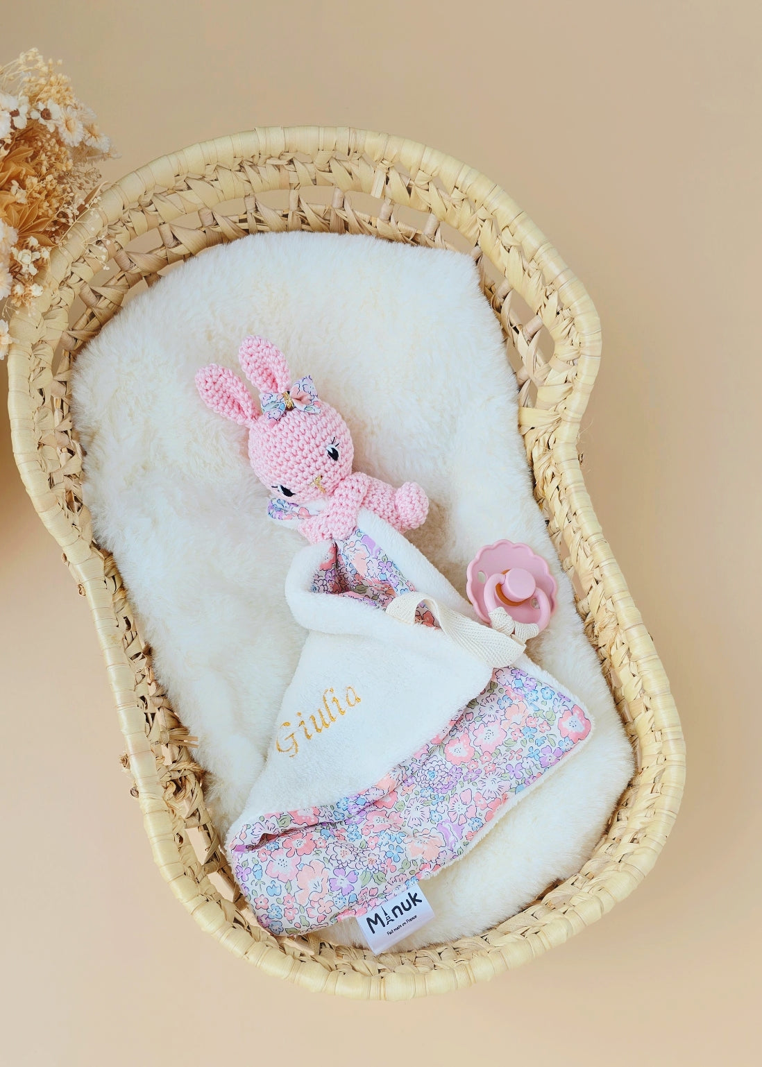 Mini Doudou-pacifier clip Lapinou