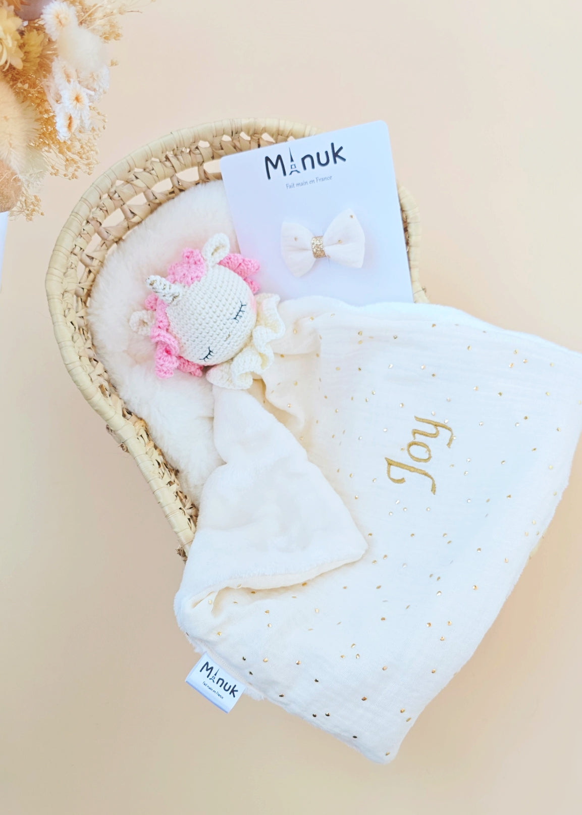 Doudou Licorne Personnalisé Vanille doré