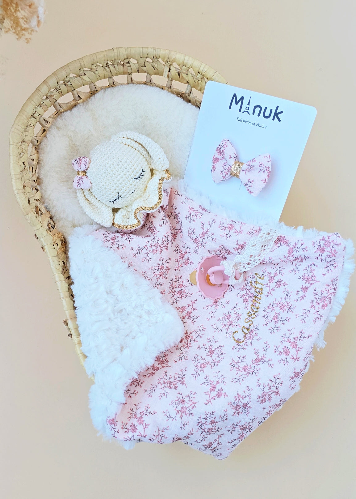 Doudou Lapin Fleurie Personnalisé