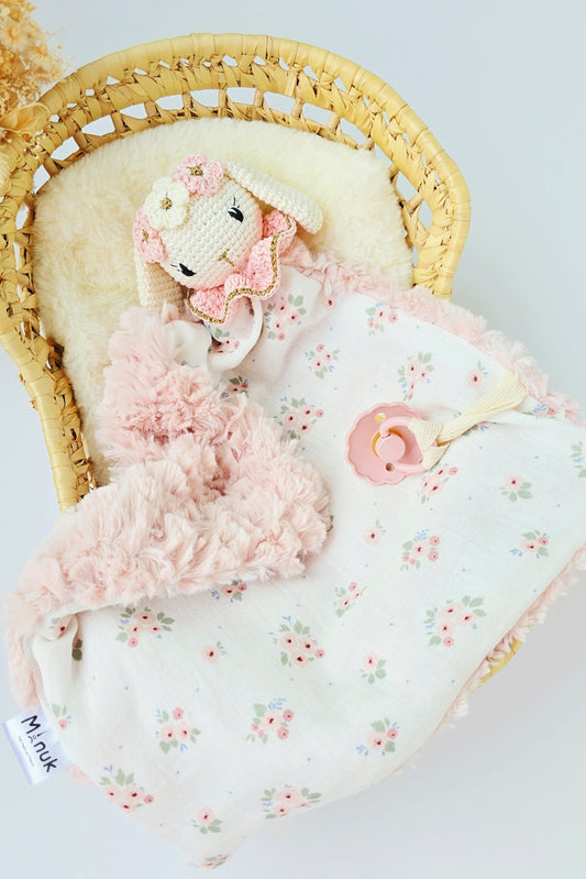 Doudou Lapin avec couronne fleurie Personnalisé