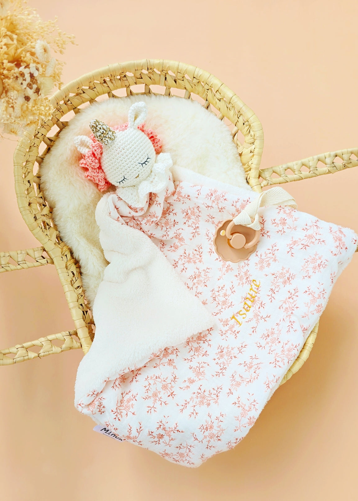 Doudou Attache tétine Licorne Personnalisé