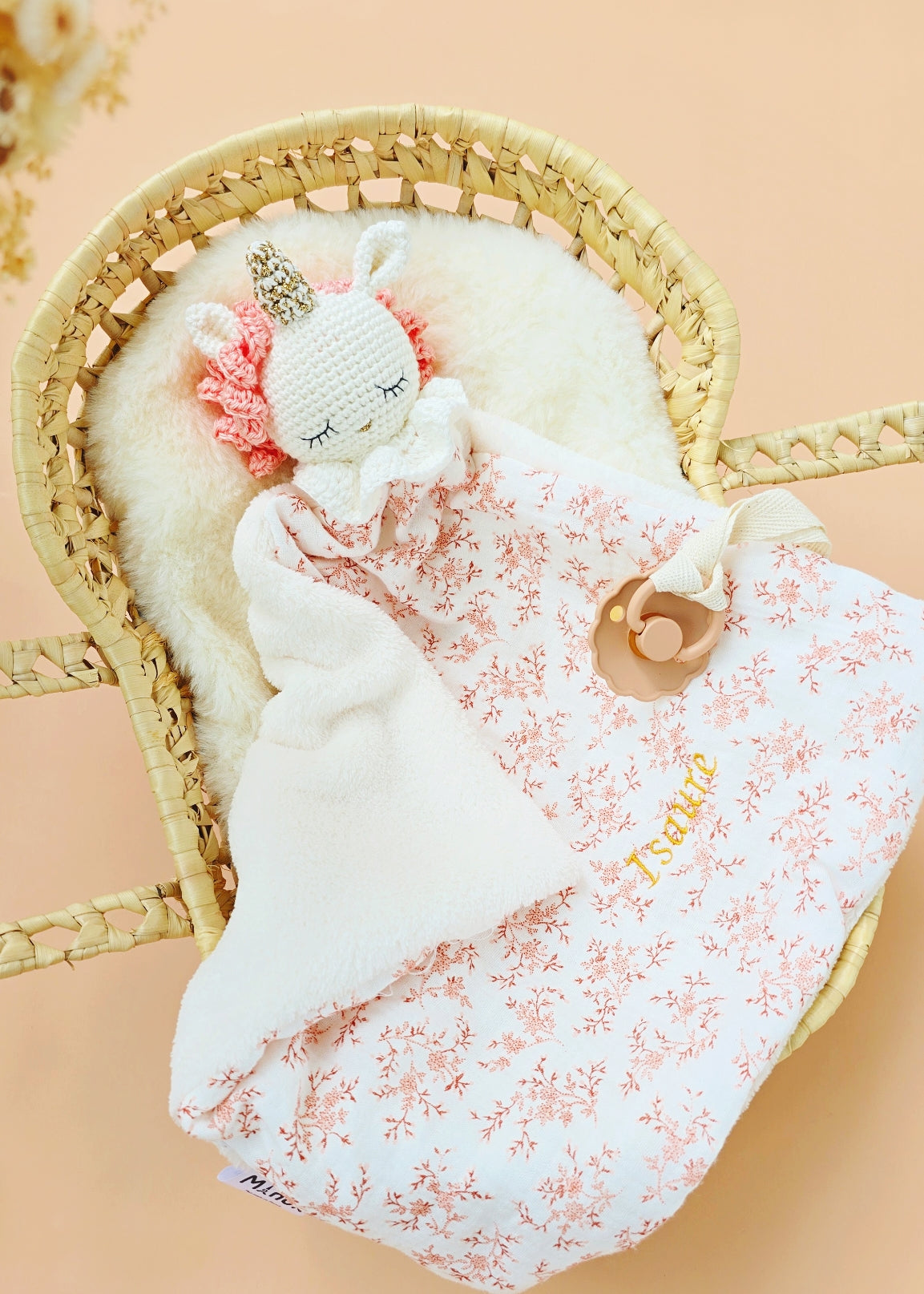 Doudou Attache tétine Licorne Personnalisé