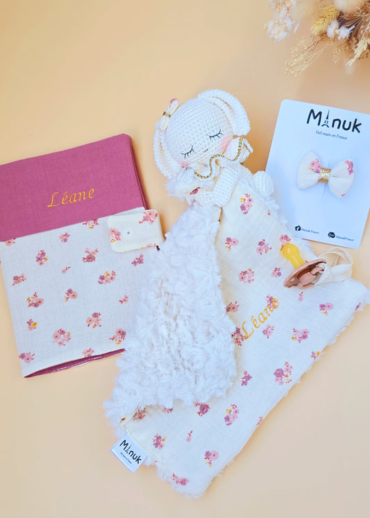 Coffret Naissace Doudou Personnalisé Protège Cartnet de Santé Bandeau fin Nylon