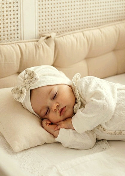 Ensemble Naissance Pyjama Personnalisé col Claudine Turban bébé fille