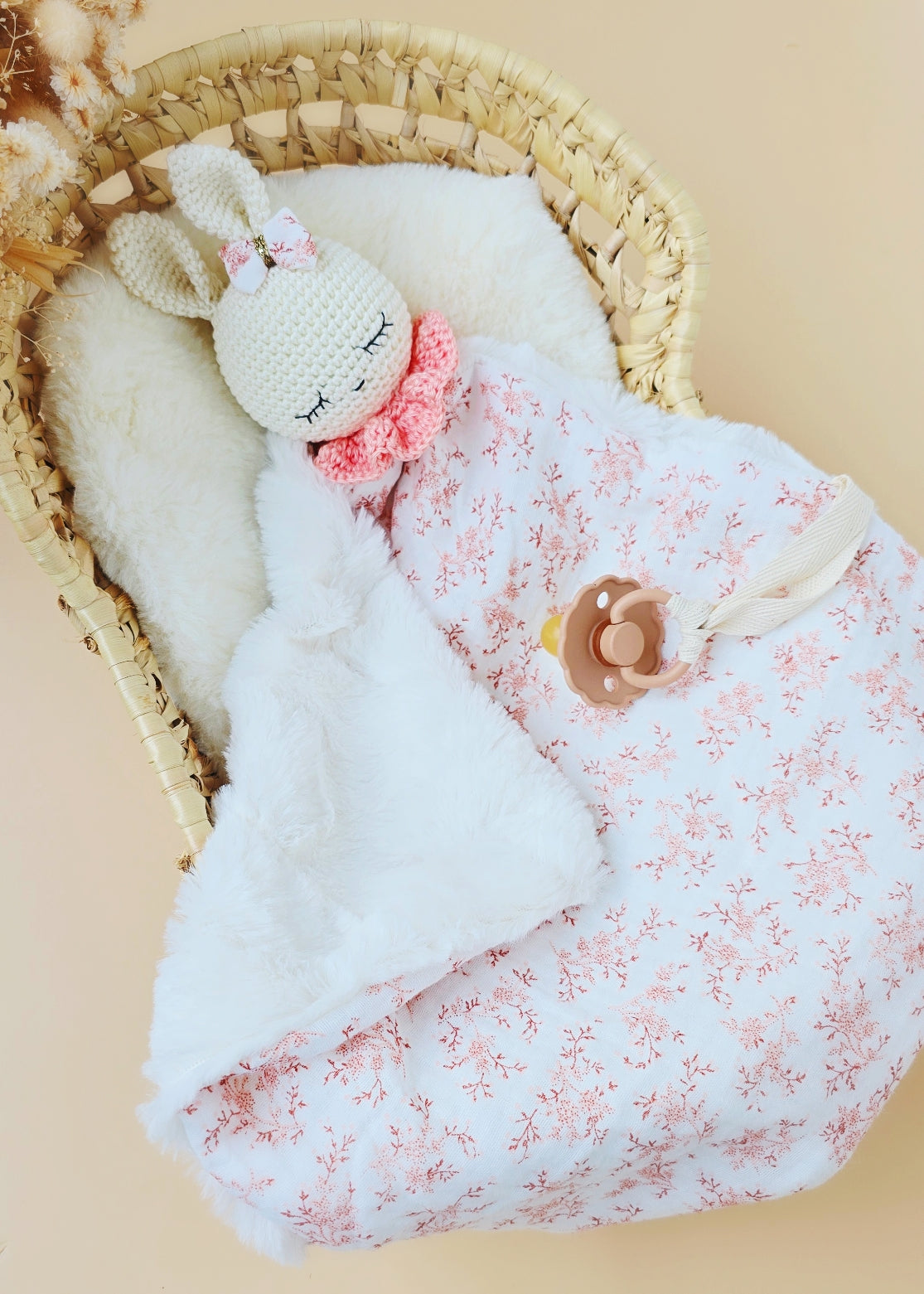 Doudou Lapin Fleurie Personnalisé