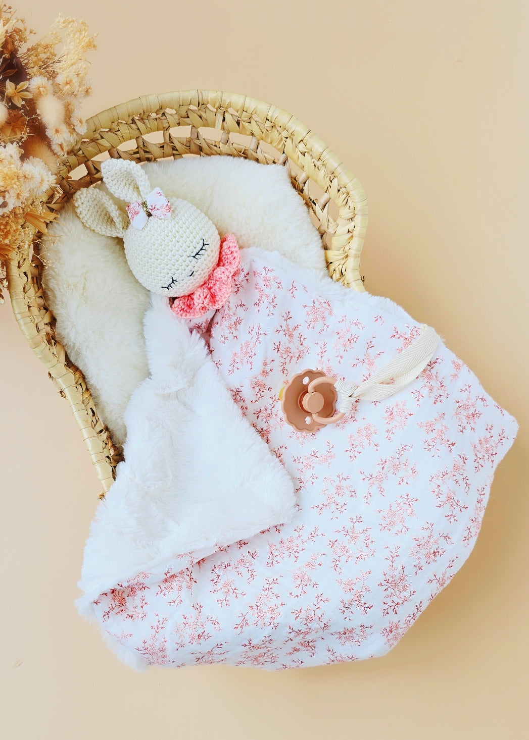 Doudou Lapin Fleurie Personnalisé
