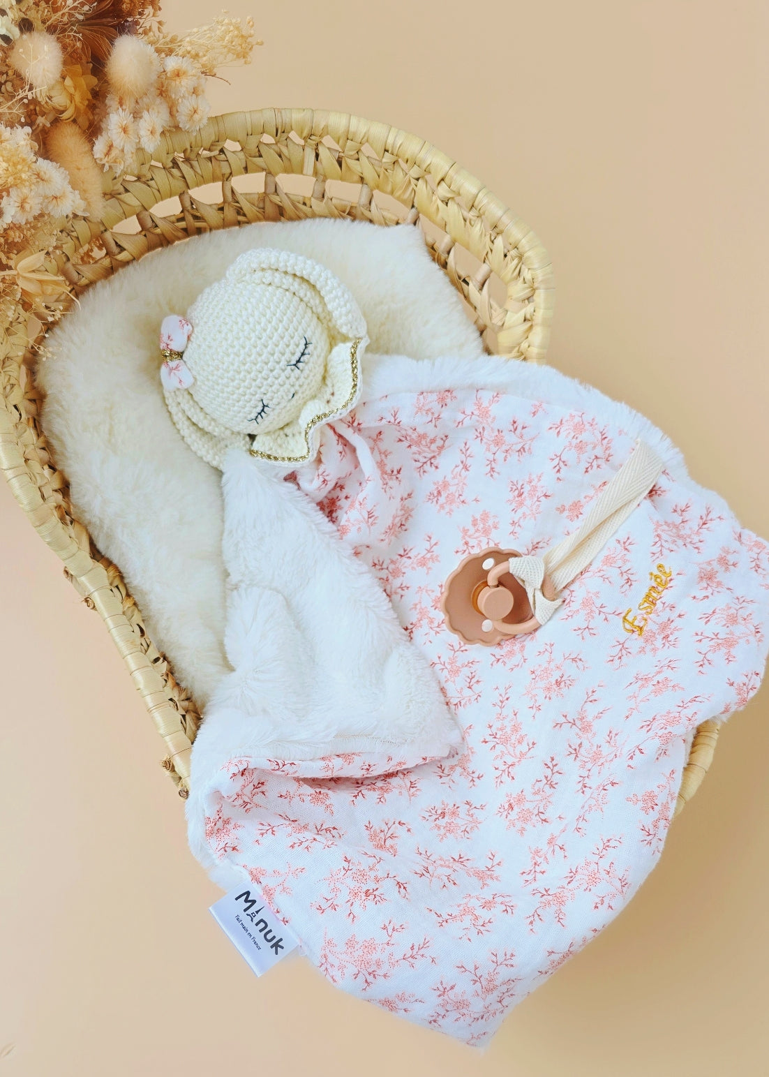 Doudou Lapin Fleurie Personnalisé