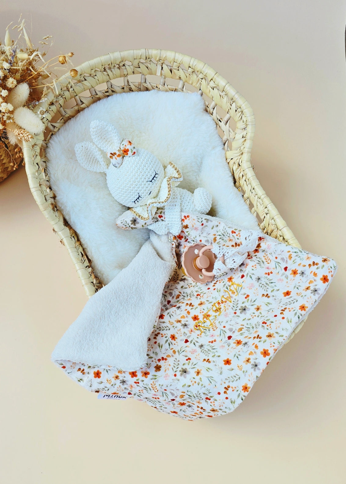 Doudou Lapin Fleurie Personnalisé
