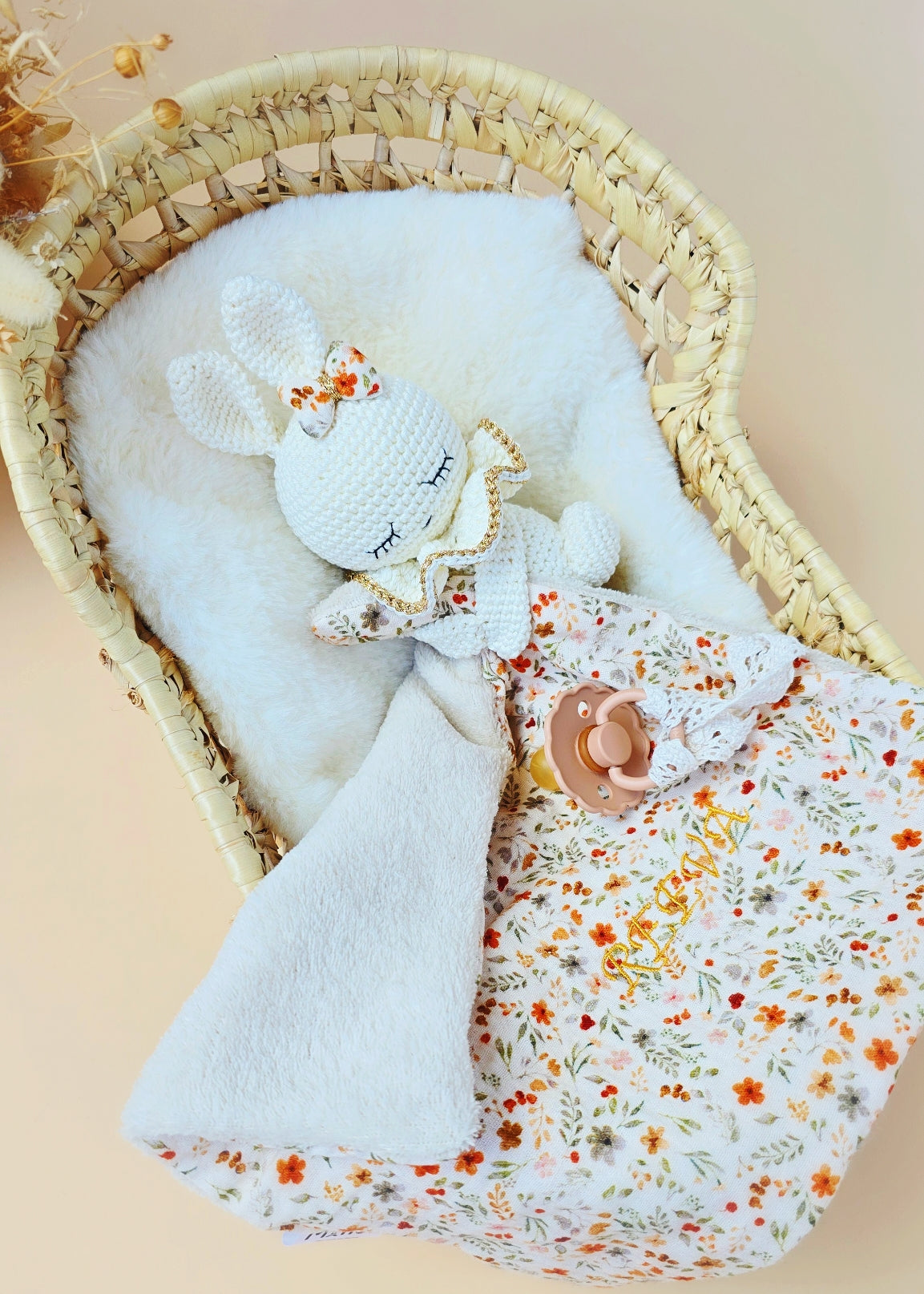 Doudou Lapin Fleurie Personnalisé