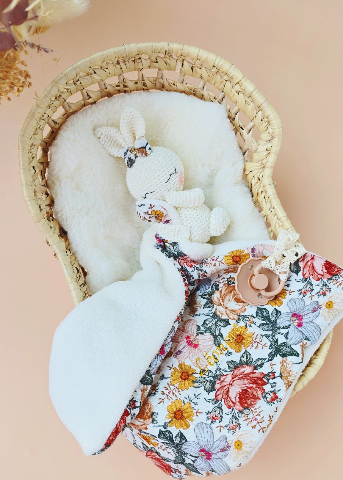 Doudou Lapin Personnalisé Fleurie Coloris