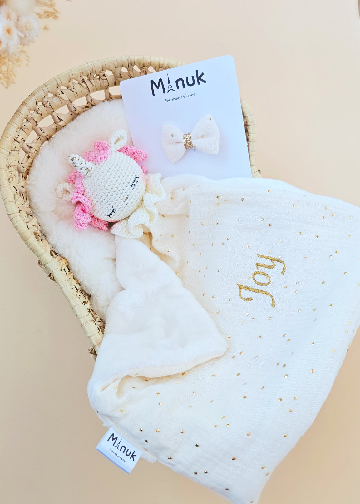 Doudou Licorne Personnalisé Vanille doré