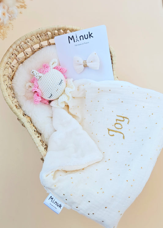 Doudou Licorne Personnalisé Vanille doré