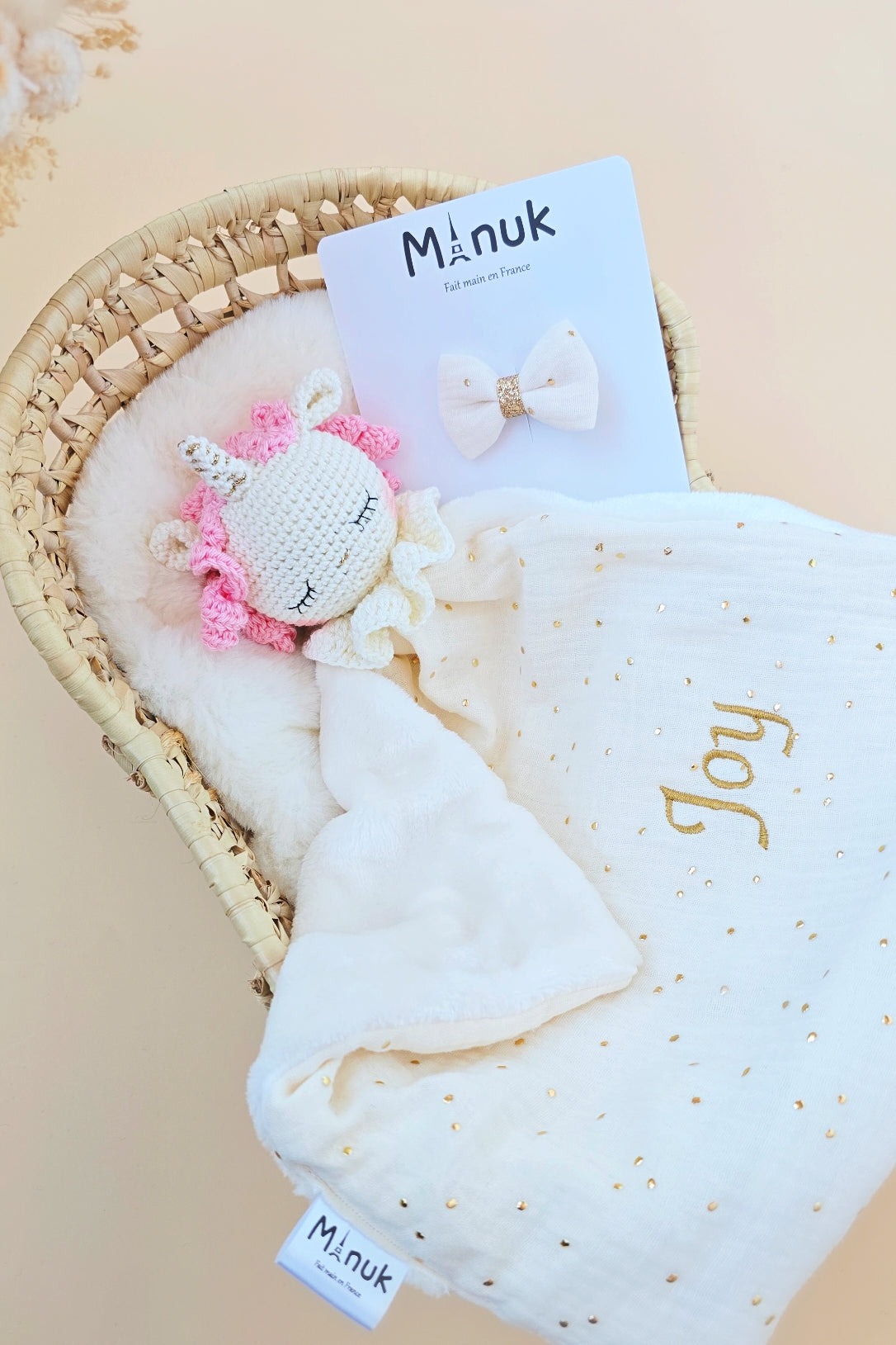 Doudou Licorne Personnalisé Vanille doré