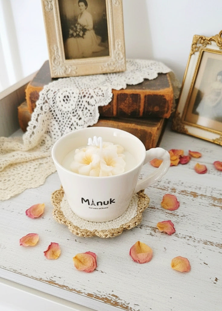 Bougie Parfumée Tasse Céramique Sous-coup en Crochet