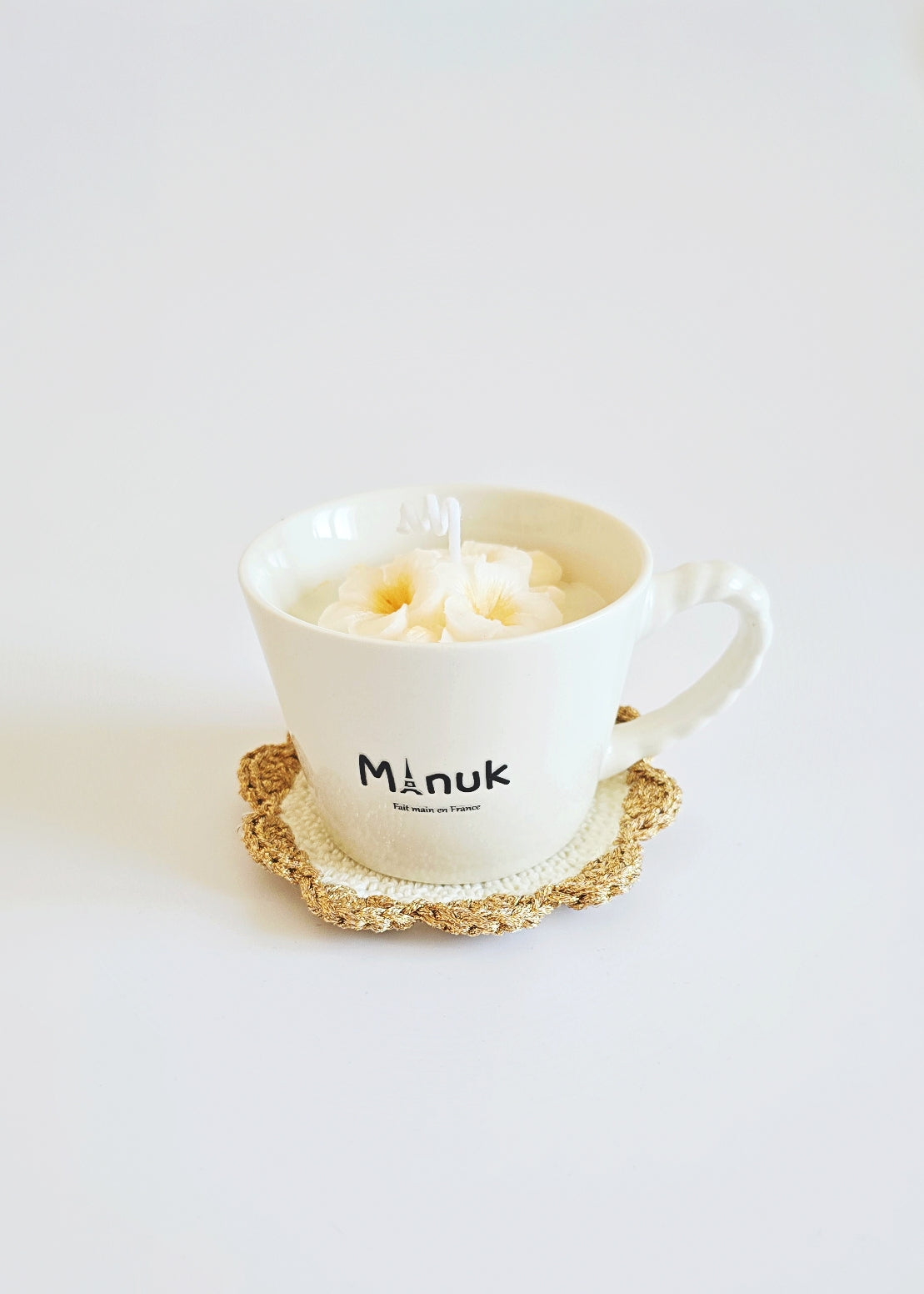 Bougie Parfumée Tasse Céramique Sous-coup en Crochet