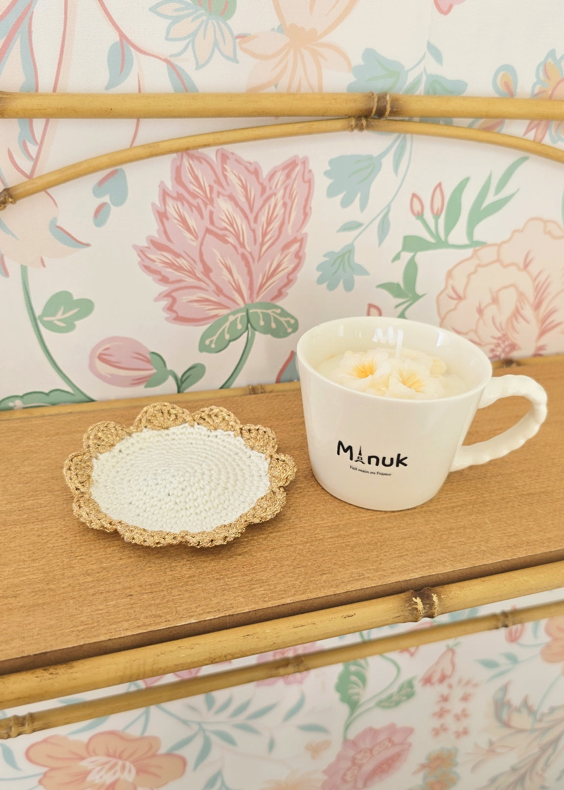 Bougie Parfumée Tasse Céramique Sous-coup en Crochet