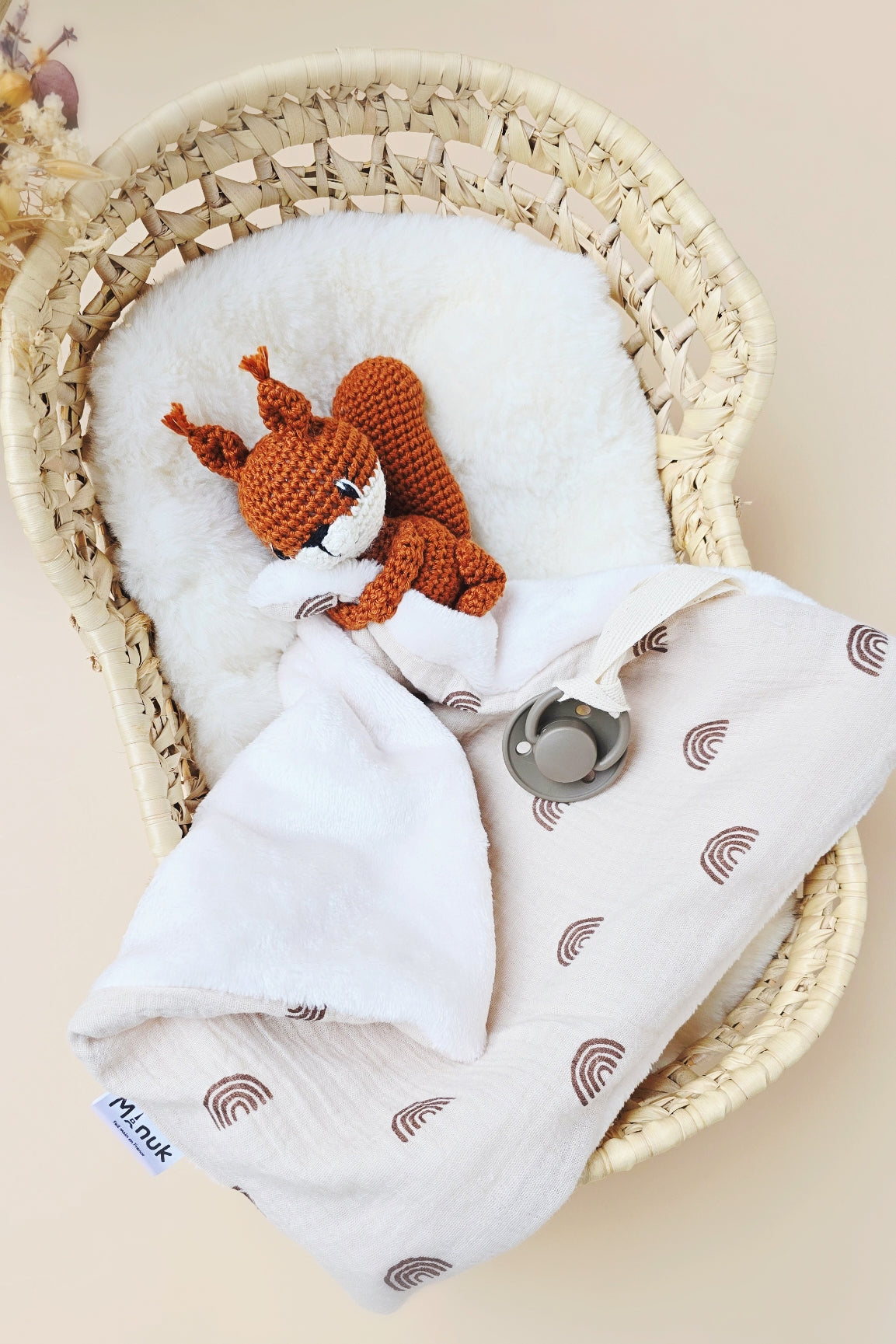 Personalized Squirrel Pacifier Clip Comforter