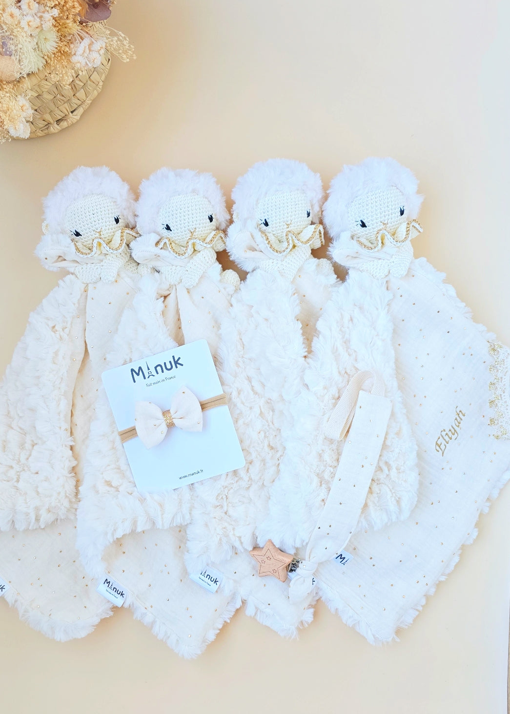 Coffret Naissance Personnalisé Doudou mouton Barrette cheveux