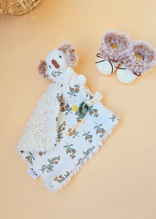 Coffret Doudou Koala Personnalisé Chaussons bébé MANUK FRANCE