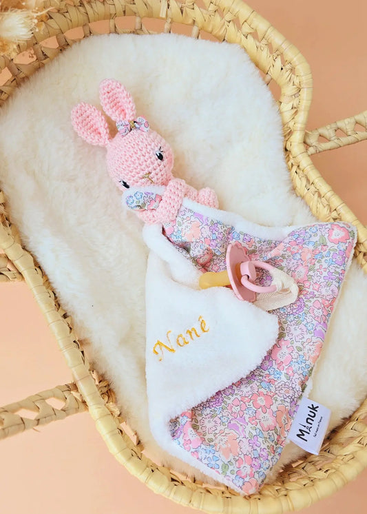 Mini Doudou-attache tétine Lapinou MANUK FRANCE