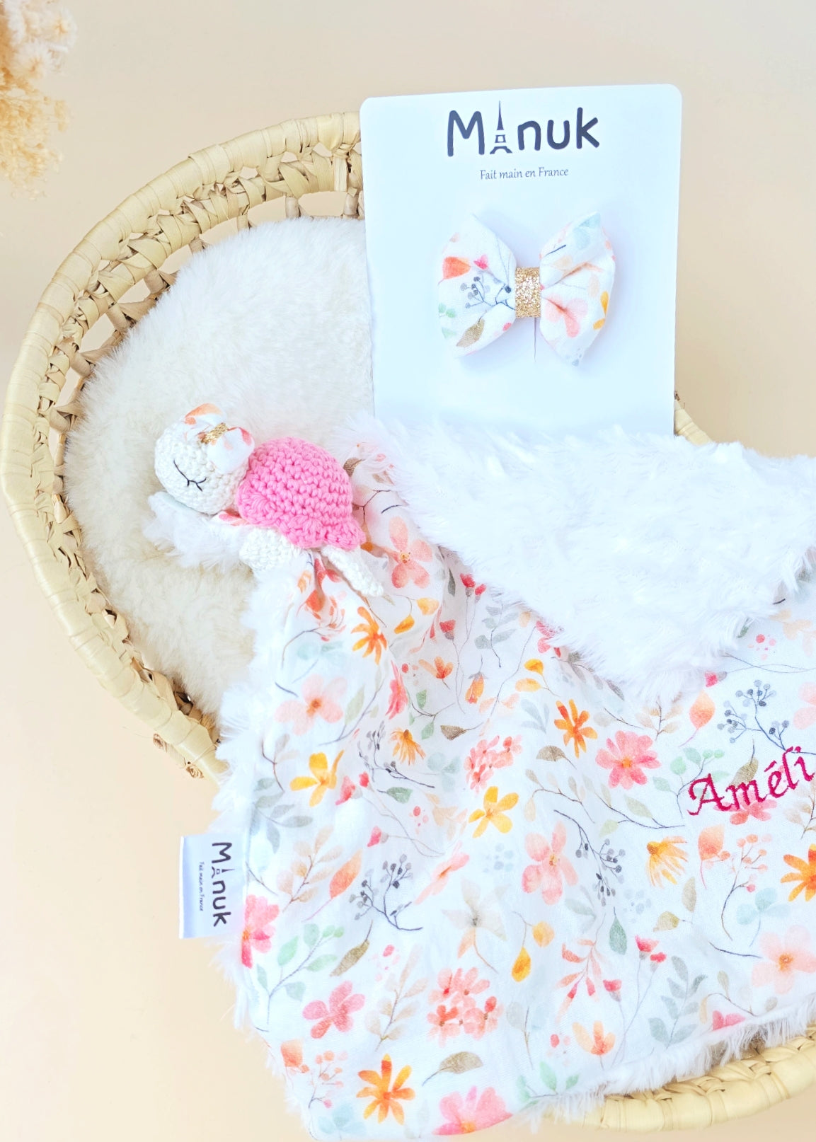 Doudou Tortue Personnalisé, Doudou attache tétine