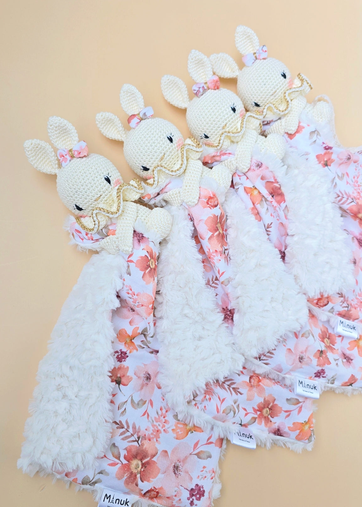 Doudou Lapin Fleurie Personnalisé