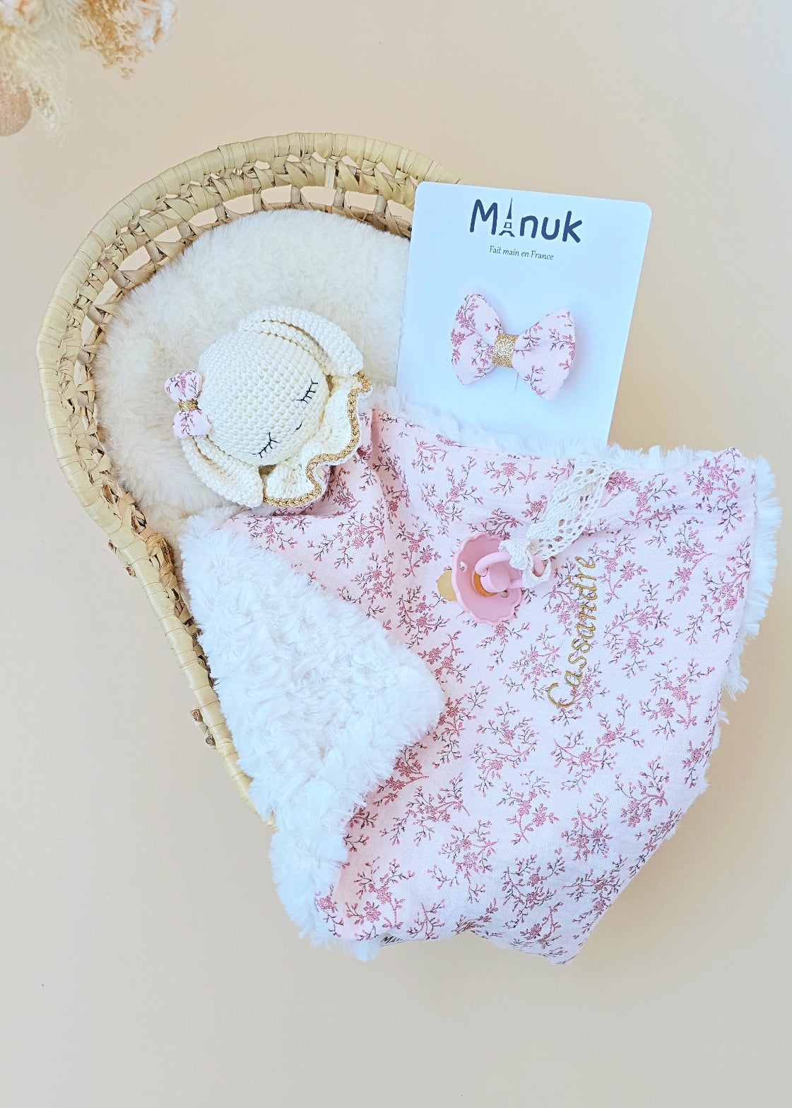 Doudou Lapin Fleurie Personnalisé