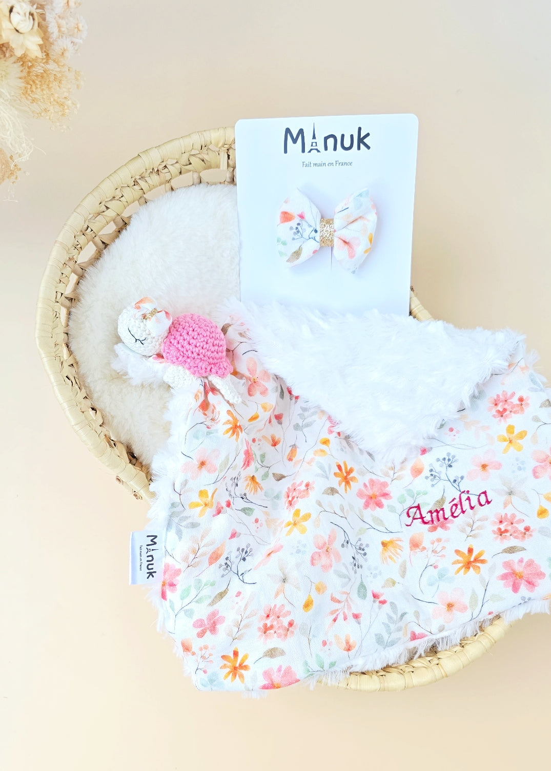 Doudou Tortue Personnalisé, Doudou attache tétine