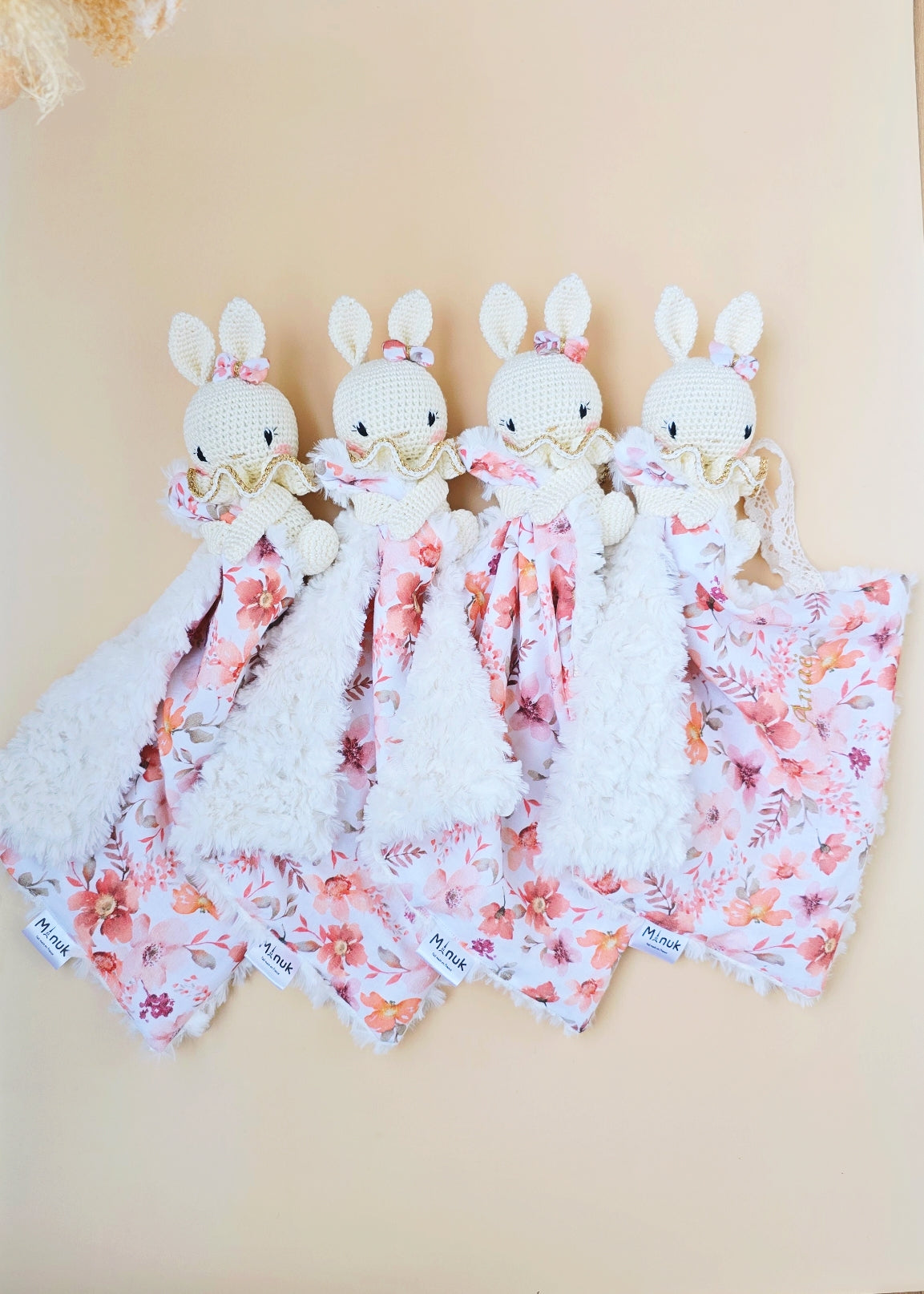 Doudou Lapin Fleurie Personnalisé